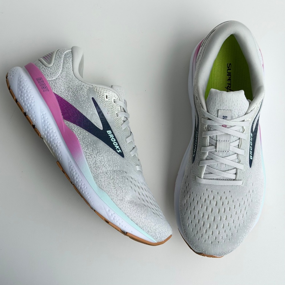Brooks Ghost 16 Womens 11 Wide Grey Pink Athletic DNA Loft v3 Road Running Shoes